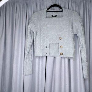 2 piece grey sweater set